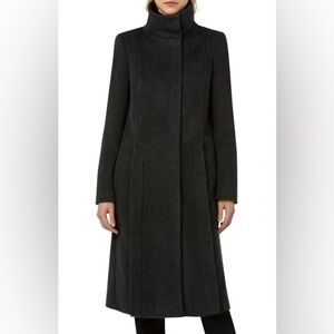 AKRIS Punto Funnel Neck A-Line Wool Cashmere Blend Coat
